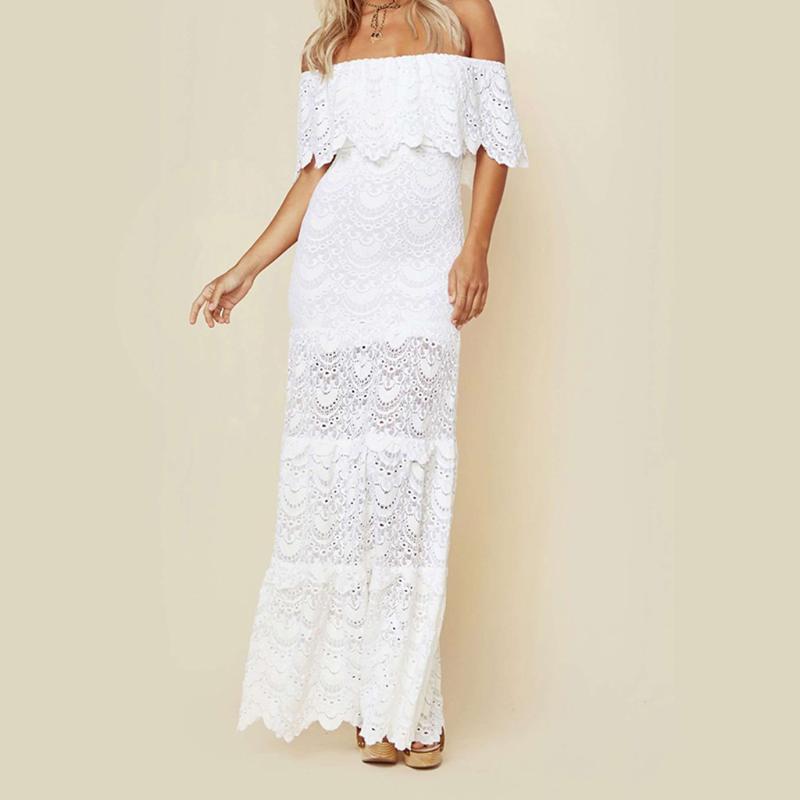 Flower Lace Dress Women Sling Cross Wedding Beach Elegant Party Evening Slim Hollow Summer Dresses Femme Robe Casual