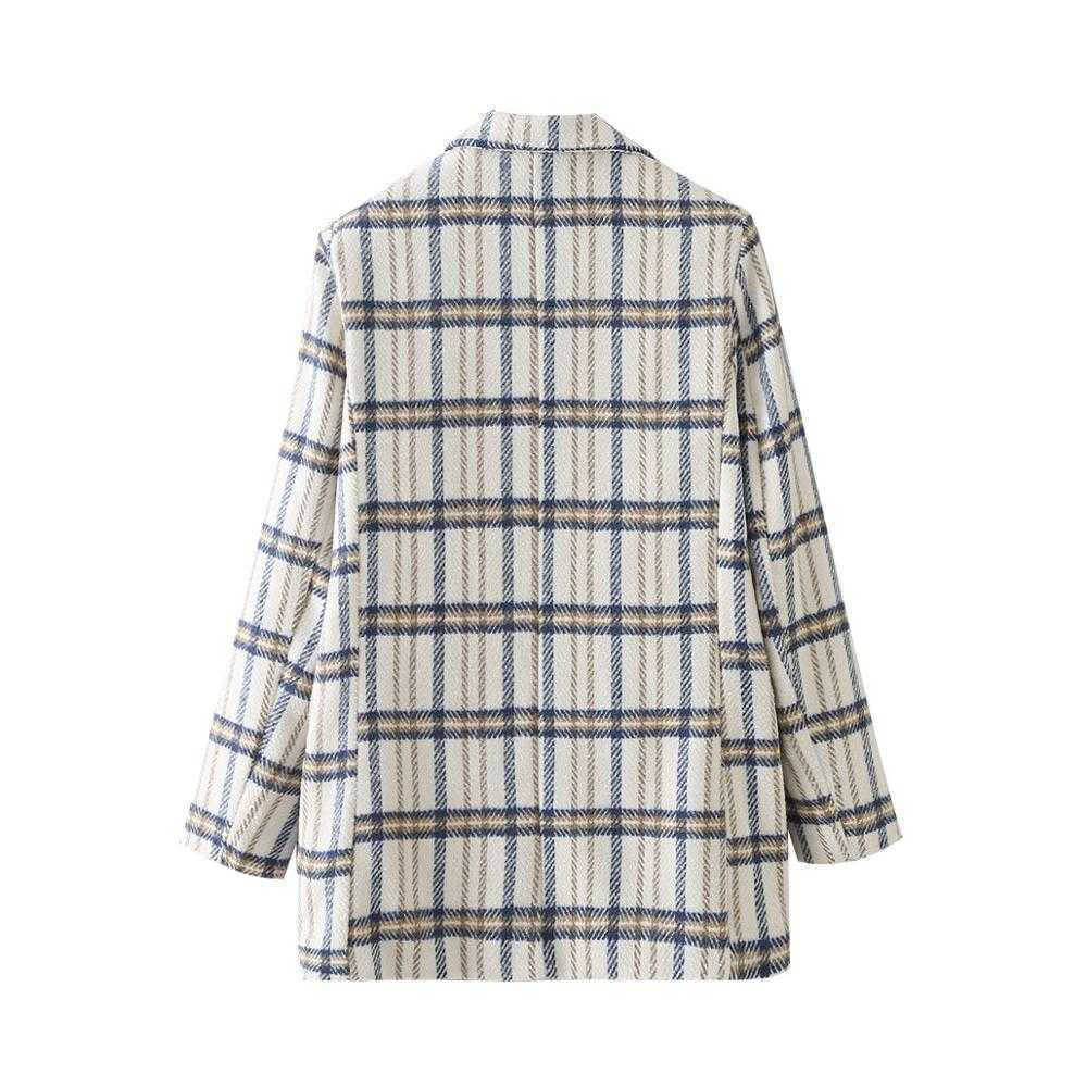 XITIMEAO Women Casual Woolen Coat Blazer Office Lady Plaid Slim Suit Coat Single Breasted Thickening Ladies Blazers 210930