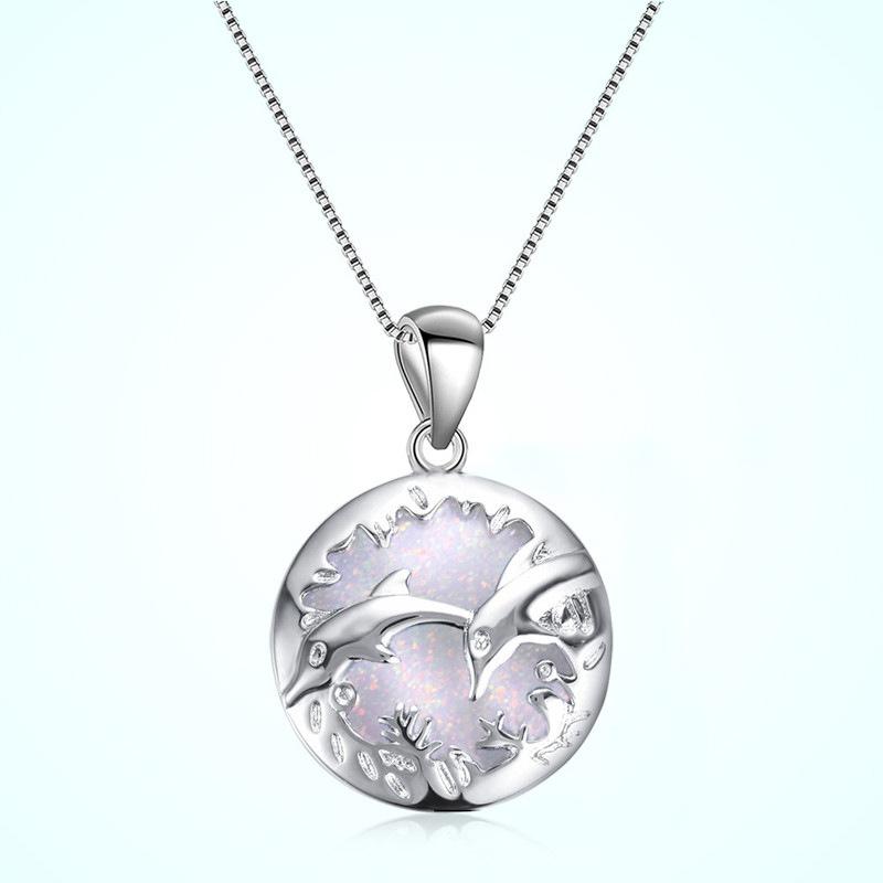 Pendant Necklaces Double Jumping Dolphin White Fire Synthesis Opal Pendants Animal Choker Necklace Women Boho Chain Jewelry 2021, Silver
Pendant Necklaces Double Jumping Dolphin White Fire Synthesis Opal Pendants Animal Choker Necklace Women Boho Chain Jewelry 2021, Silver