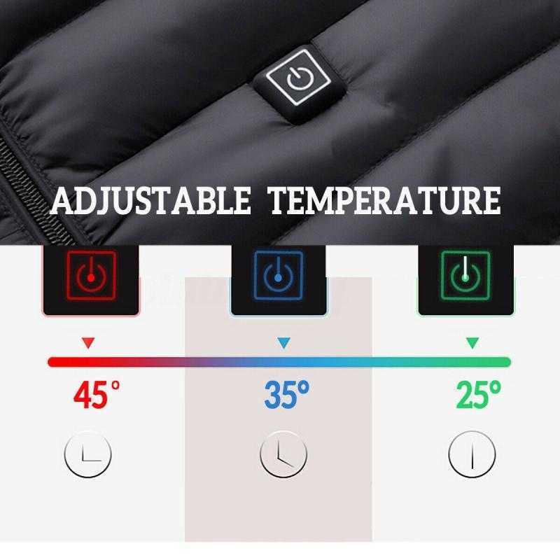 Women USB Electric Battery Heated Jackets Outdoor Long Sleeves Heating Hooded Coat Warm Winter Thermal Clothing 211013