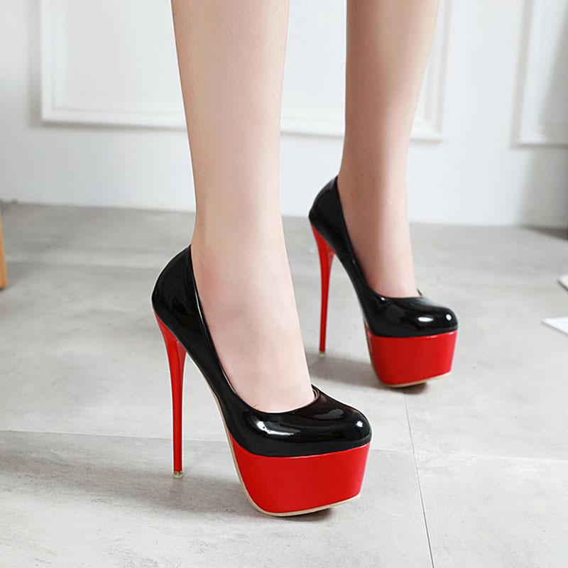 Dress Shoes Platform Heels Wedding Woman Sexy Thin High 16cm Pumps Women Patent Leather Ladies Plus Size 2021, Black 
Dress Shoes Platform Heels Wedding Woman Sexy Thin High 16cm Pumps Women Patent Leather Ladies Plus Size 2021, Black