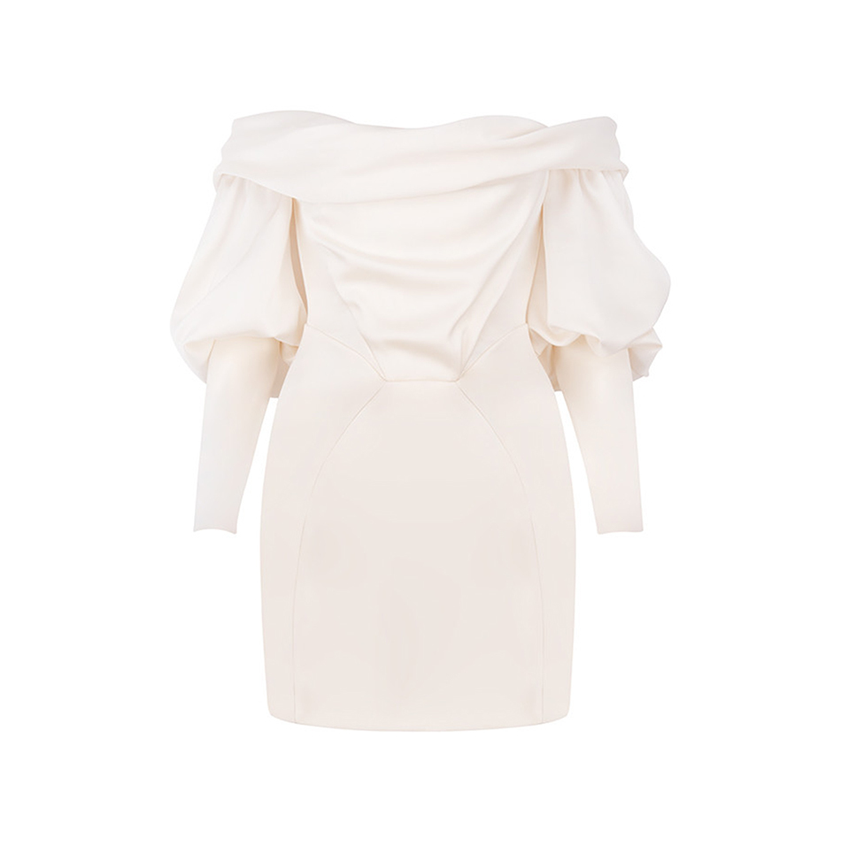 Satin Corset Dress Ladies Mini Lantern Sleeve Off Shoulder Sexy Party Club Bodycon Draped Aummer 210525