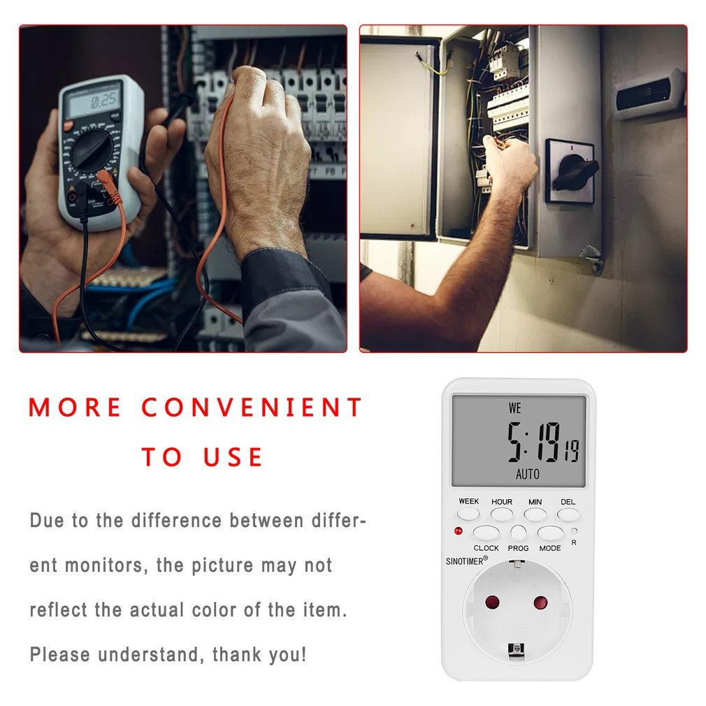 Synotimer TM519 Electronic digital timer Cooker Socket 230V 120V 7 Day 12/24 Timing Socket