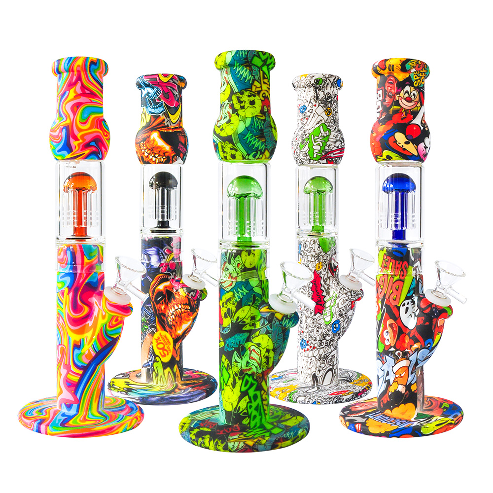 Silicone Bong Dab Rig 12.5inches 6 arms Hookahs water pipe with glass bowl smoke pipes bongs oil burner
Silicone Bong Dab Rig 12.5inches 6 arms Hookahs water pipe with glass bowl smoke pipes bongs oil burner