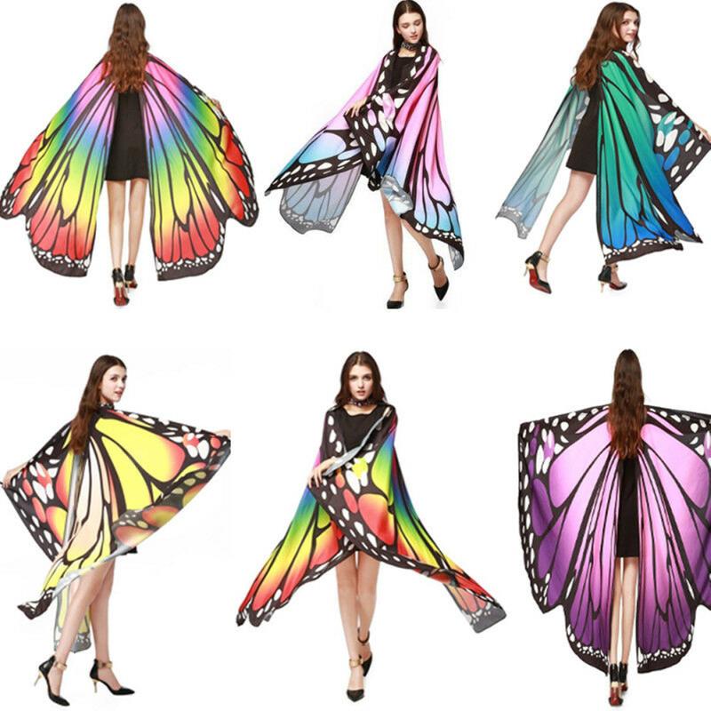 Scarves Novelty 7 Colors Women Scarf Pashmina Butterfly Wing Cape Cloak Peacock Shawl Wrap Tippet Gifts Cute Wings Print
