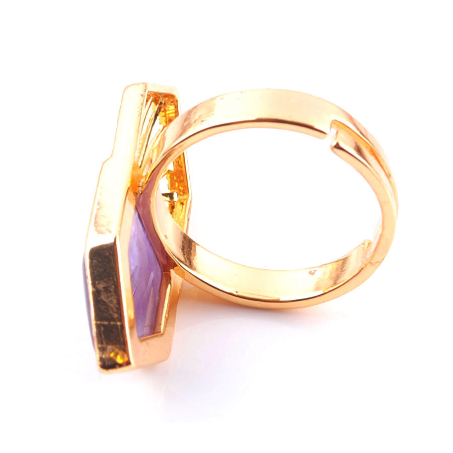 WOJIAER Single Natural Amethyst Gemstone Finger Ring Jewelry Women Geometric Nature Stones Party Rings Birthday Gift for Girls X3002