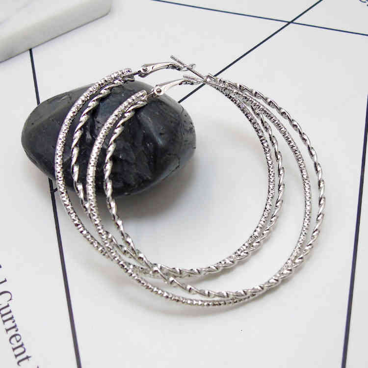 Charms Ear Stud Clip Rings Exaggerated Large Circle Double-layer Twist Korean Fashion Complex