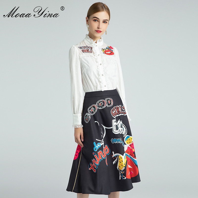 Fashion Set Spring Women's Lace Stand collar Long sleeve Blouses Tops+crystal letter Print Skirt Two-piece set 210524, Multi
Fashion Set Spring Women's Lace Stand collar Long sleeve Blouses Tops+crystal letter Print Skirt Two-piece set 210524, Multi