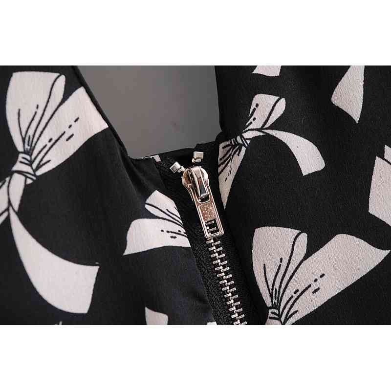 Sexy Back Zipper Square Collar Floral Print Tank Tops Women Summer Long Lantern Sleeve Backless Crop Top Girls Tees 210429
