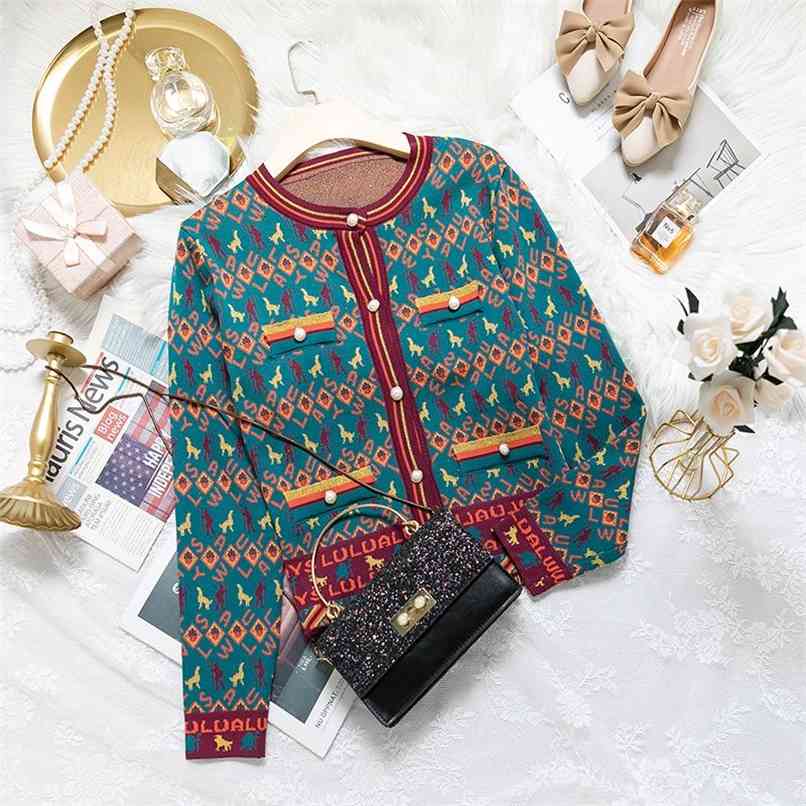 Ethnic style round neck retro jacquard loose single-breasted sweater summer fashion top women' clothing 210520, Image color
Ethnic style round neck retro jacquard loose single-breasted sweater summer fashion top women' clothing 210520, Image color