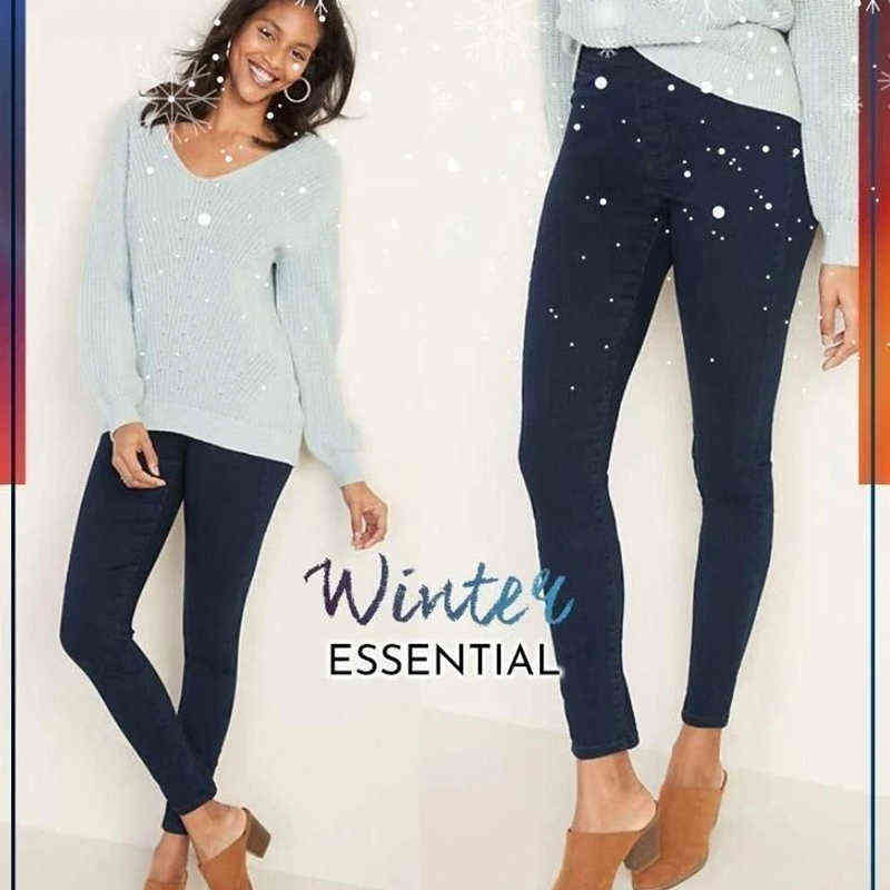 Woman Pants Fashion Women Girls Thermals Fleece Denim Leggings Warm Slim Stretch Trousers Jeans Mujer Pantalones 211129