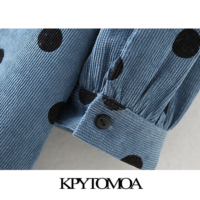 Elegant Polka Dot Pockets Corduroy Mini Dress Women Fashion O Neck Long Sleeve Female Dresses Casual Vestidos Mujer 210420