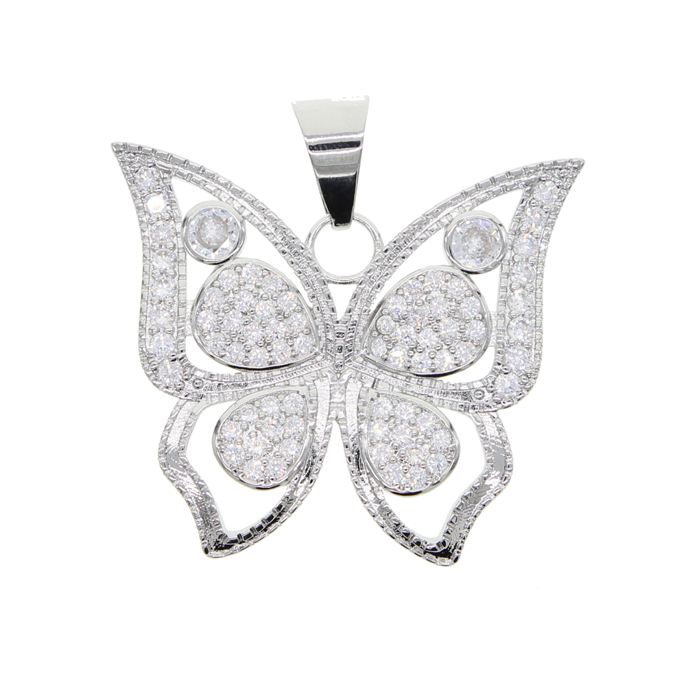 Large big Butterfly pendant with 5mm cz tennis chain necklace for women hip hop Jewelry with silver plated wholesale