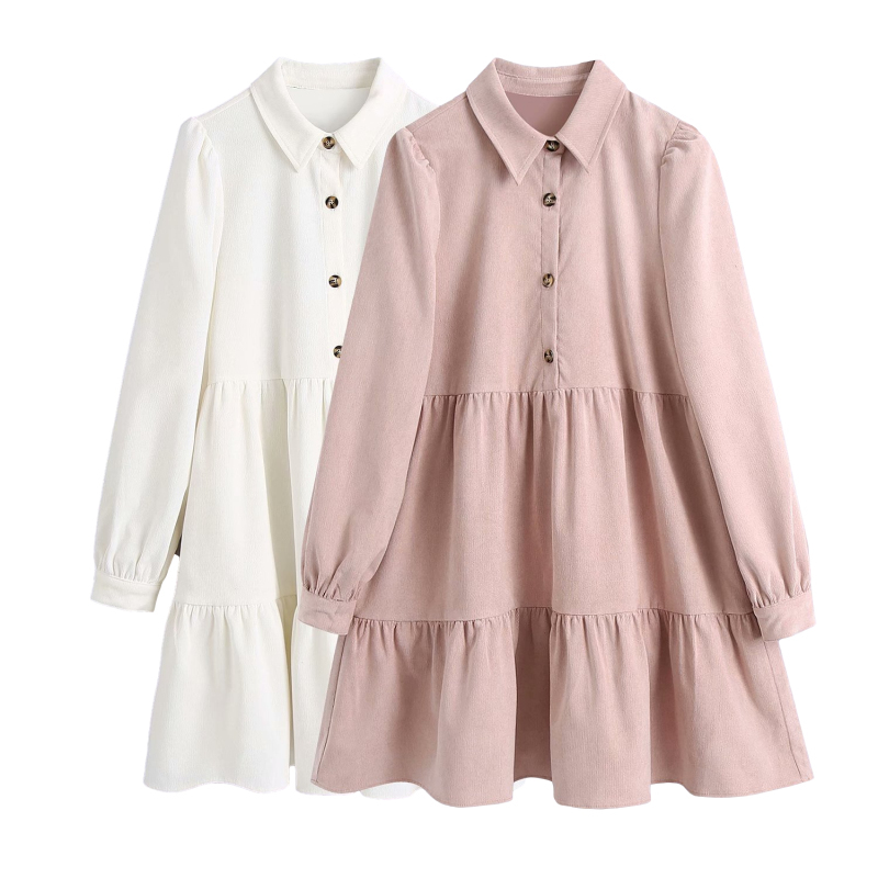 Vintage Woman Loose Thick Corduroy A-Line Dress Spring Autumn Fashion Ladies Soft Draped es Girls Sweet 210515