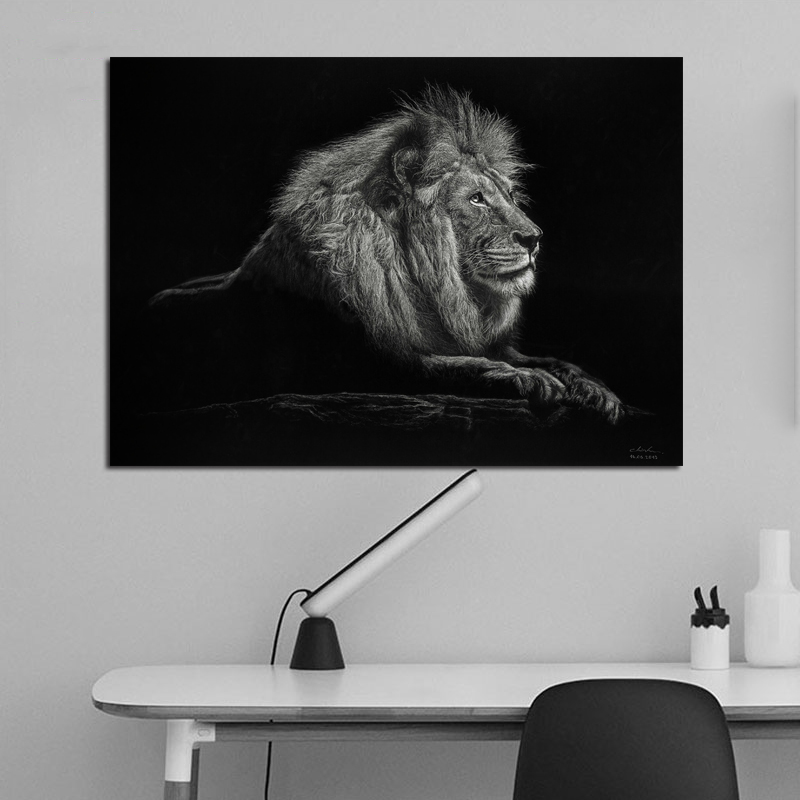 Black and White Lion Wall Art Pictures For Living Room Canvas Painting Animal Posters Home Decor Canvas Prints Indoor Decoration