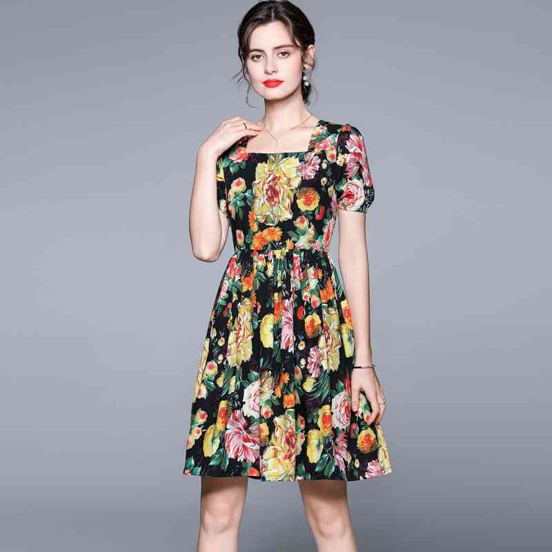 Banulin Fashion Runway Summer Dress Women's Square Collar Short Sleeve Casual Vintage Floral Printed vestidos 210603, Mixed color
Banulin Fashion Runway Summer Dress Women's Square Collar Short Sleeve Casual Vintage Floral Printed vestidos 210603, Mixed color