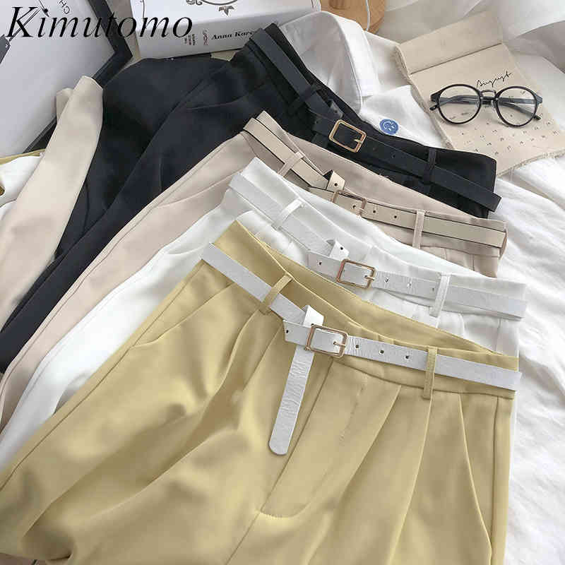 Kimutomo High Waist Thin Straight Pants Women Spring Summer Korean Fashion Solid Casual Pockets Chic Bottoms with Belt 210521, Black
Kimutomo High Waist Thin Straight Pants Women Spring Summer Korean Fashion Solid Casual Pockets Chic Bottoms with Belt 210521, Black