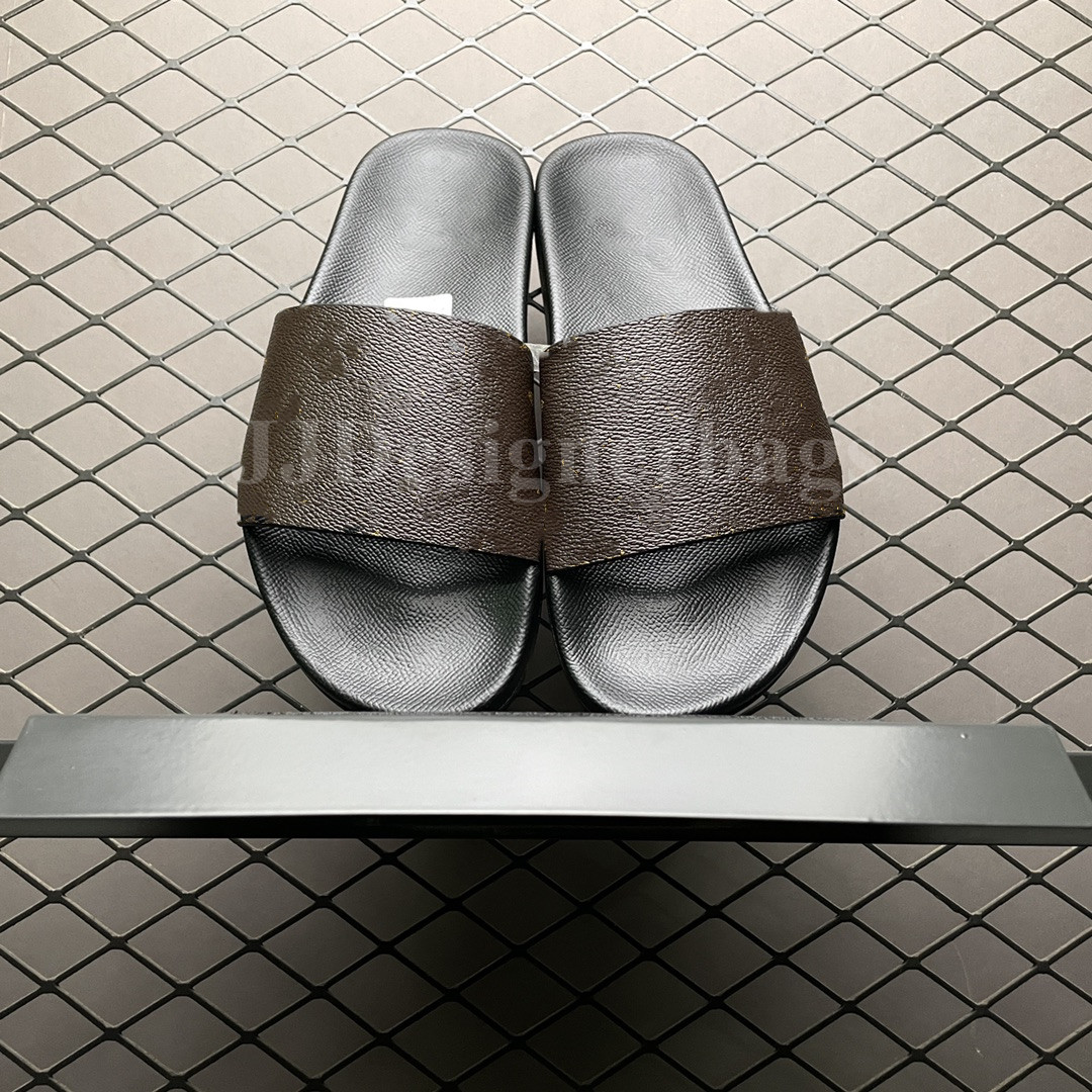 2021ss Slipper WATERFRONT MULE Men Women Slides Sandals Designer Shoes Black Brown White Summer Flat Damier Graphite Rubber Flip Flops, #1