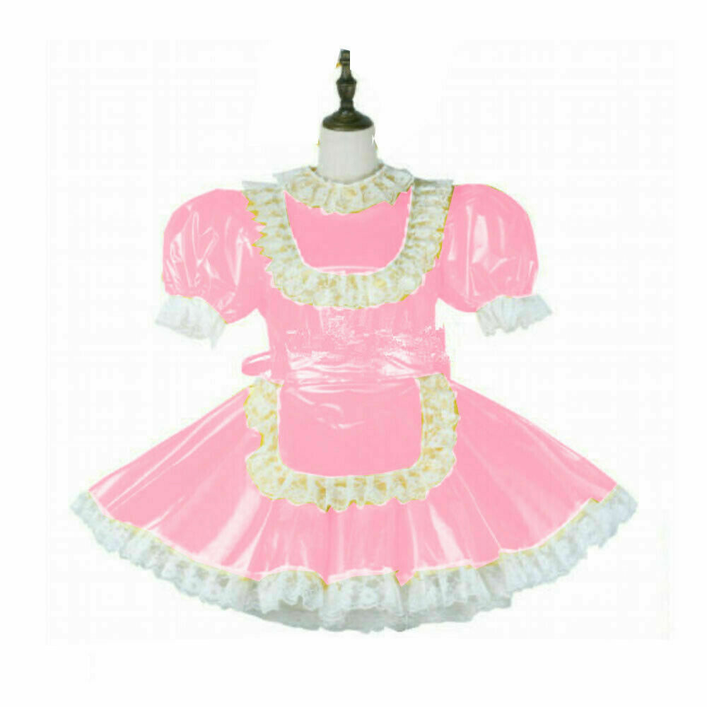 Sissy maid pvc dress lockable cosplay costume Tailor-made, Red