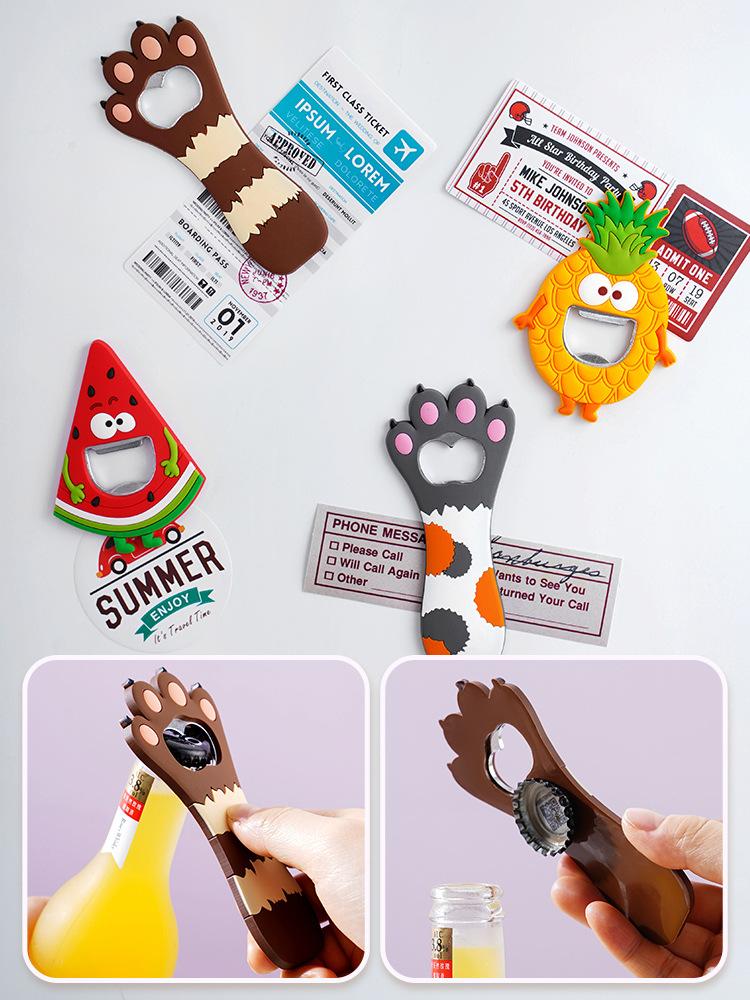 2021New Beer Bottle Opener Refrigerator Magnet Creative Funny Shape Portable Hanging Hole Design Save Kitchen Supplies Free shipping