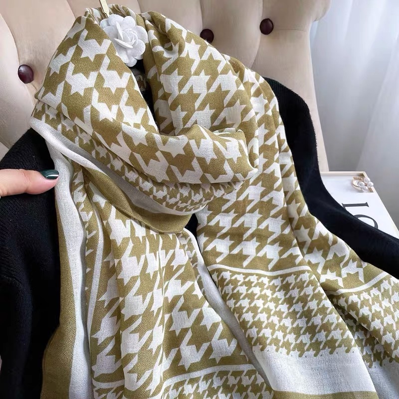 Chao brand scarf women's autumn and winter cotton hemp large thousand bird lattice long scarf shawl Korean version versatile warm scarf
Chao brand scarf women's autumn and winter cotton hemp large thousand bird lattice long scarf shawl Korean version versatile warm scarf