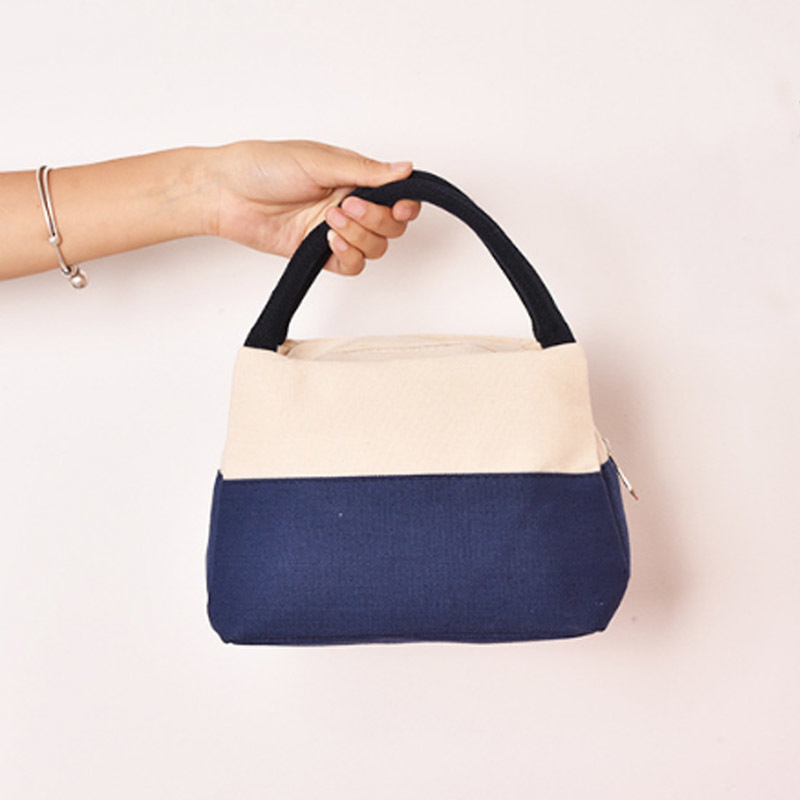Insulation Studeng Supplies Contrast Color Canvas Box Portable Waterproof Thickened Lunch Bag