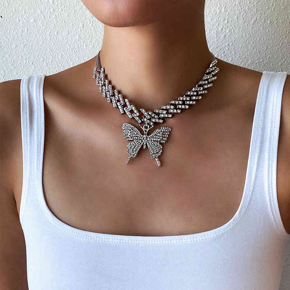 Necklaces Fashion Iced Out Cuban Link Chain Butterfly Necklace Womens Chocker Hip Hop Jewelry Ice Jewellery, Silver
Necklaces Fashion Iced Out Cuban Link Chain Butterfly Necklace Womens Chocker Hip Hop Jewelry Ice Jewellery, Silver