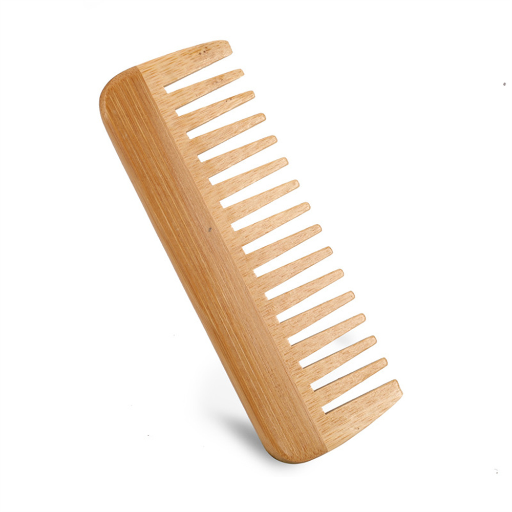 Hot Bamboo Wide Tooth Comb Detangling Anti-Static Brush Natural Curly Wavy Dry Hair For Womens and Mens Hand Polished KD