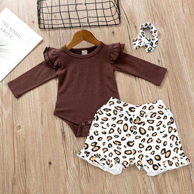 3pcs Born Baby Girls Clothing Set Ruffle Long Sleeve Bodysuits Tops+leopard Shorts+Headband Fall Clothes Outfits Sets, White 
3pcs Born Baby Girls Clothing Set Ruffle Long Sleeve Bodysuits Tops+leopard Shorts+Headband Fall Clothes Outfits Sets, White