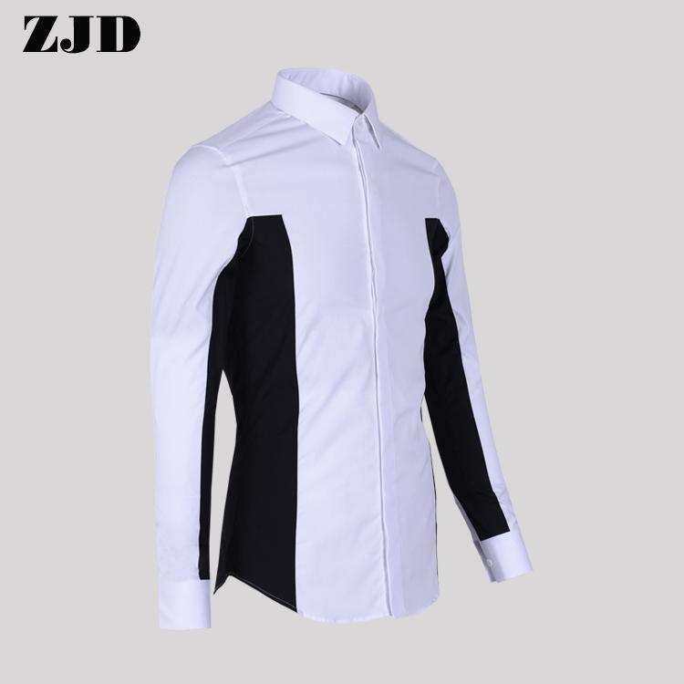 S-6XL 2021 Men's Clothing Hair Stylist GD Fashion Black-and-white Stitched Shirts Shirt Coat Plus Size Costumes Casual