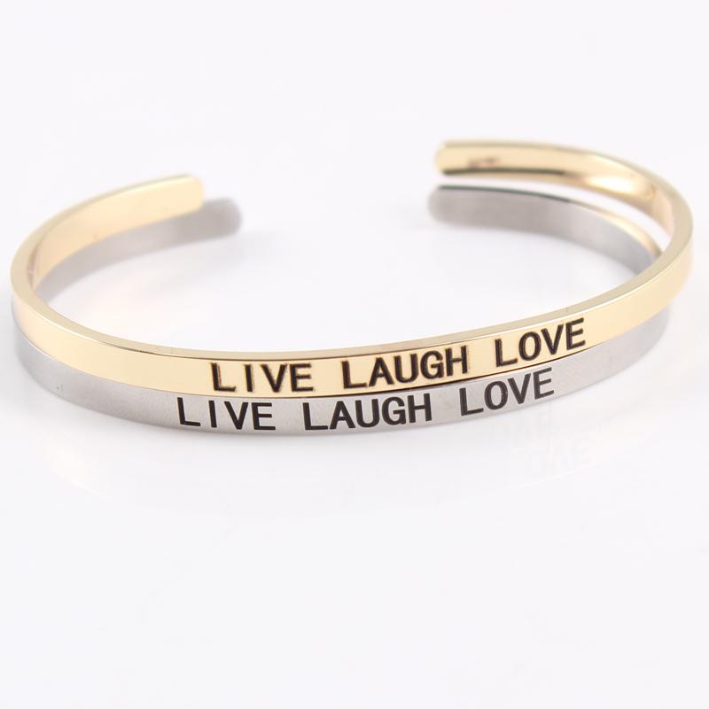 Bangle 3 Color Stainless Steel Open LIVE LAUGH LOVE Cuff Bangles Bracelet For Men Women Fashion Jewelry
Bangle 3 Color Stainless Steel Open LIVE LAUGH LOVE Cuff Bangles Bracelet For Men Women Fashion Jewelry