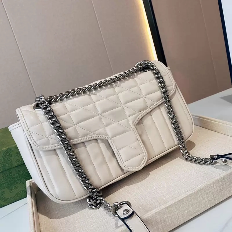 Ladies Crossbody Designer Bags Women Chain Shoulder Bag Handbag Classic Letters Silver Hardware Hasp Newest Style High Quality with Box