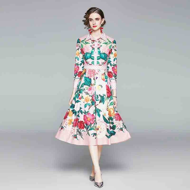 Spring Fall Long Sleeve Lapel Printted Shirt Dresses Women Black Pink Plaid Floral Printed Elegant Vintage Mid Dress 210525
Spring Fall Long Sleeve Lapel Printted Shirt Dresses Women Black Pink Plaid Floral Printed Elegant Vintage Mid Dress 210525