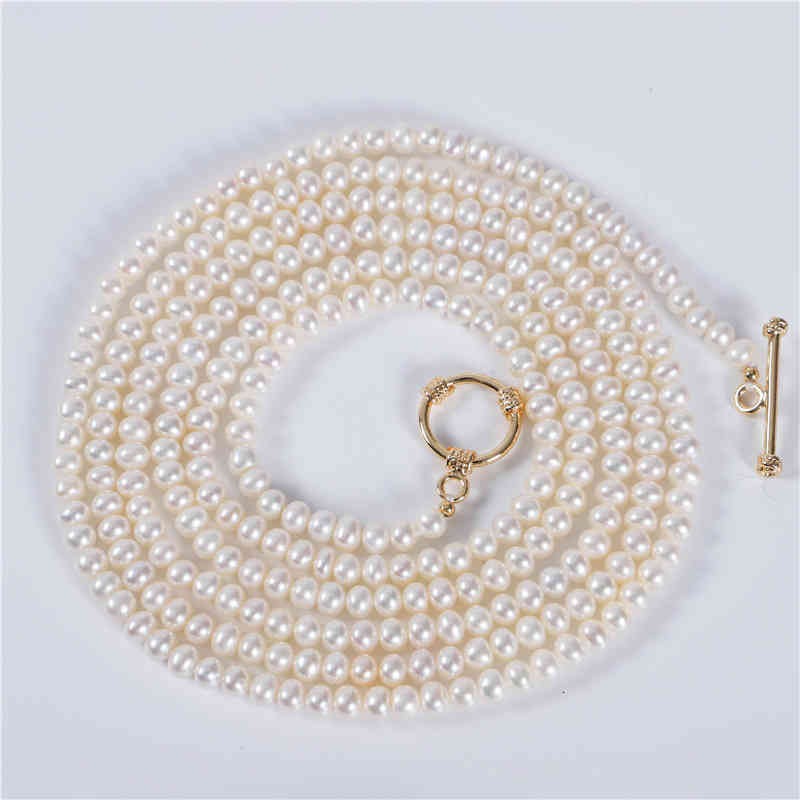 4 ~ 5mm Near Round Bright Pearl Chain Natural Versatile Necklace Female Freshwater Sweater