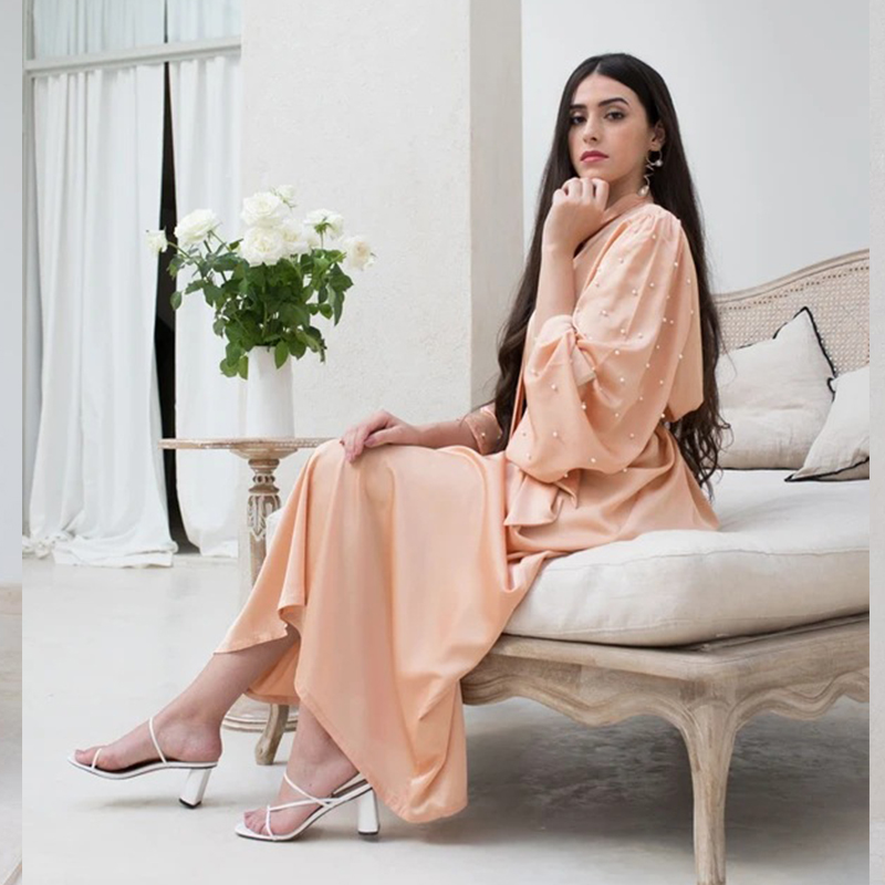 Turkey India Muslim Dress Beads Ruffles Sleeve Satin Abaya Eid Duabi Arabic Vestidos Moroccon Kaftan Islamic Clothing Gown Robe 
Turkey India Muslim Dress Beads Ruffles Sleeve Satin Abaya Eid Duabi Arabic Vestidos Moroccon Kaftan Islamic Clothing Gown Robe