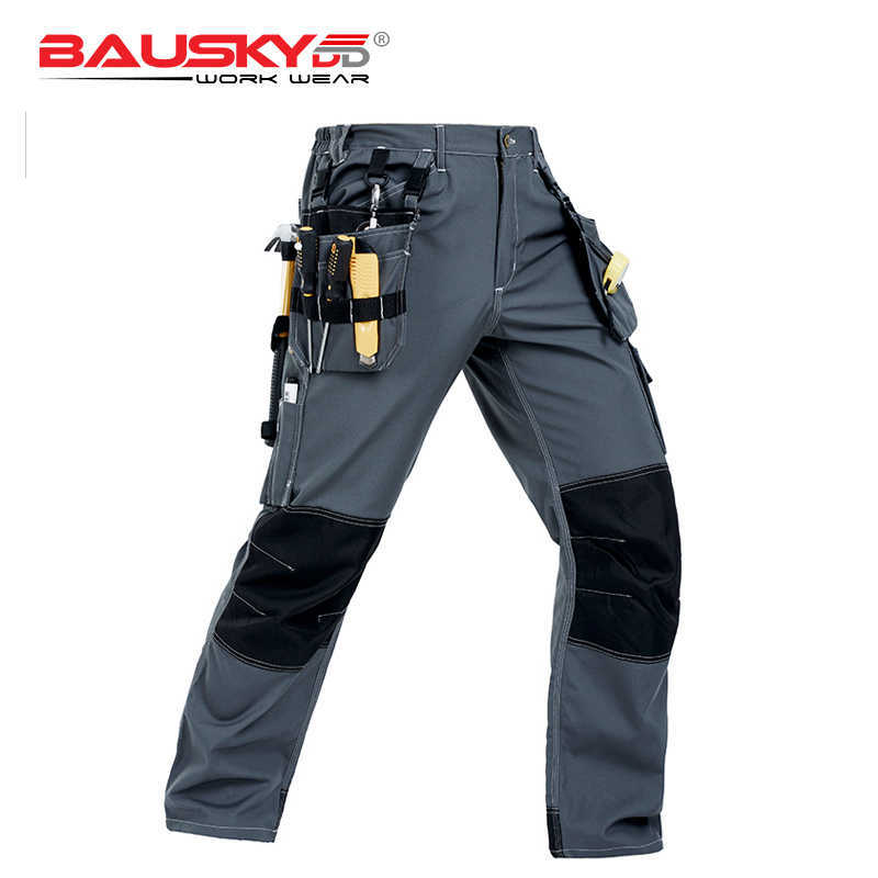 Bauskydd Working Clothes Men's Black Workwear Pants Multi Pockets Working Uniforms Pockets For Tools 210810