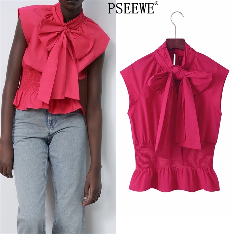 Fuchsia Bow Poplin Crop Top Women Summer Ruffle Sleeveless Chic Woman Blouse Elastic Hem Streetwear Female 210519
Fuchsia Bow Poplin Crop Top Women Summer Ruffle Sleeveless Chic Woman Blouse Elastic Hem Streetwear Female 210519