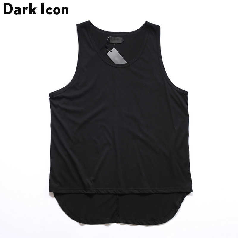 Hi-street Front Short Back Long Mens Tank Top Hip Hop Men's Tops Oversize Black Grey White 210603