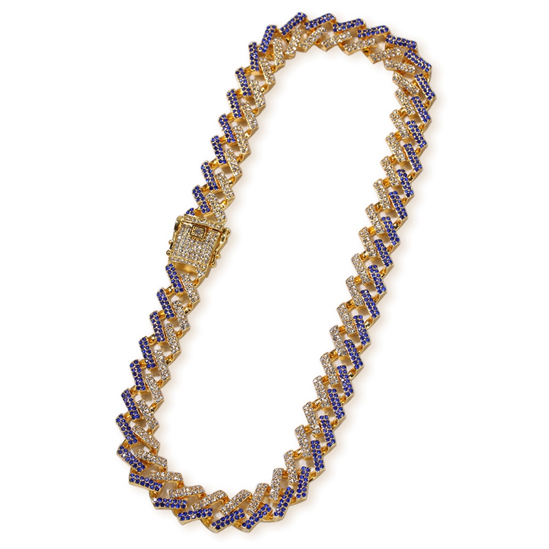 Hip Hop Bling Chains Jewelry Men Iced Out Necklace Gold Silver Black Blue Diamond Miami Cuban Link Chain