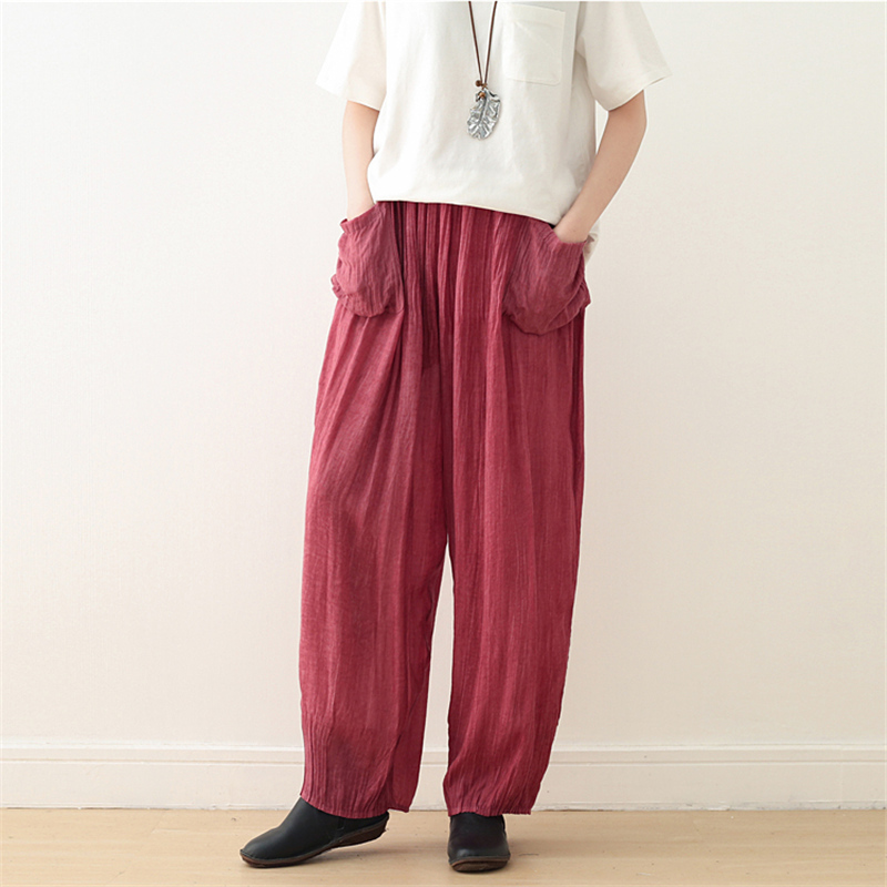 Johnature Women Linen Wide Leg Pants Elastic Waist Spring Solid Color Vintage Trouser Pockets Casual Women Pants 210521, Black
Johnature Women Linen Wide Leg Pants Elastic Waist Spring Solid Color Vintage Trouser Pockets Casual Women Pants 210521, Black