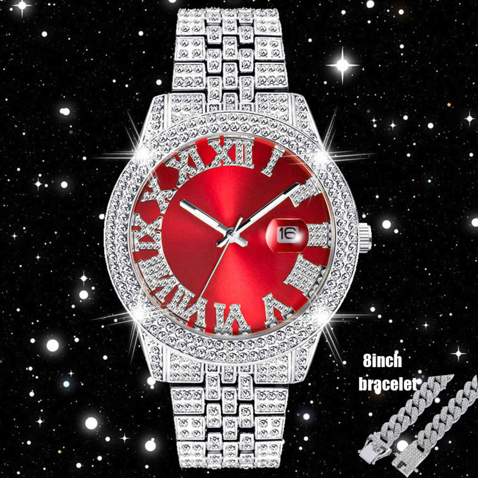 Luxury for Hip Hop Bracelet Cuban Chain Iced Out Full Diamonds Mens Watches Man Waterproof Montre Homme New, Gold
Luxury for Hip Hop Bracelet Cuban Chain Iced Out Full Diamonds Mens Watches Man Waterproof Montre Homme New, Gold