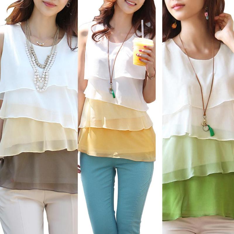 Women's Blouses & Shirts Women Fashion Multi-layer Ruffle Sleeveless Blouse Summer Vest Tank Top Short-sleeved Ruffled Shirt, White
Women's Blouses & Shirts Women Fashion Multi-layer Ruffle Sleeveless Blouse Summer Vest Tank Top Short-sleeved Ruffled Shirt, White