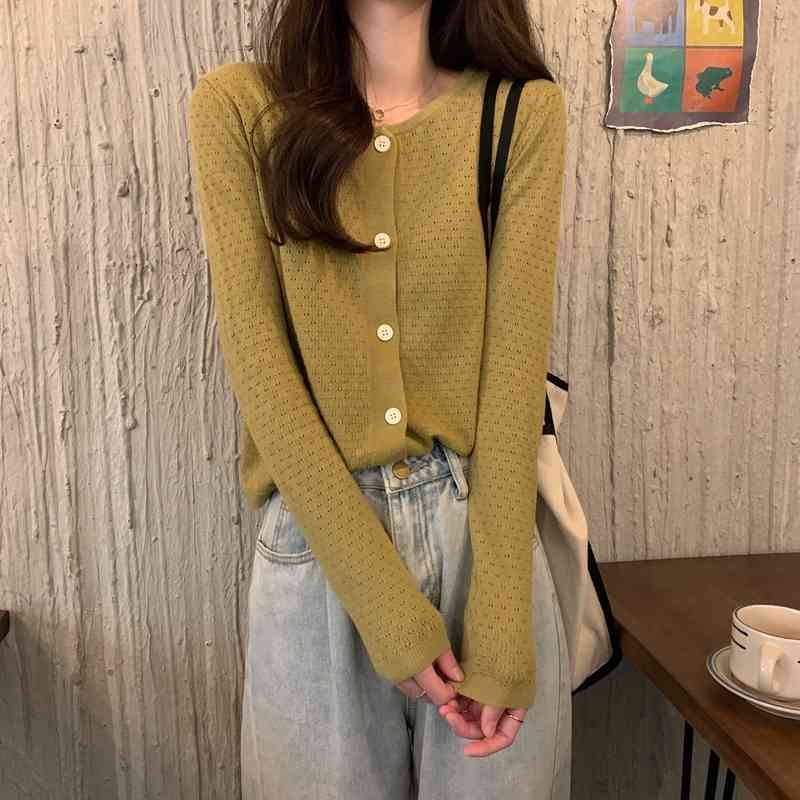 Autumn Winter Fashion O-neck Single Breasted Cardigan Knitted Ladies Sweater Womens Solid Long Sleeve Knitting Coat 210515