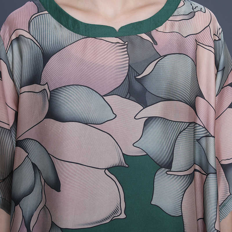 Summer Plus Size Loose Printed O Neck Long Women Dress + Two Piece Sling Set 210615Z