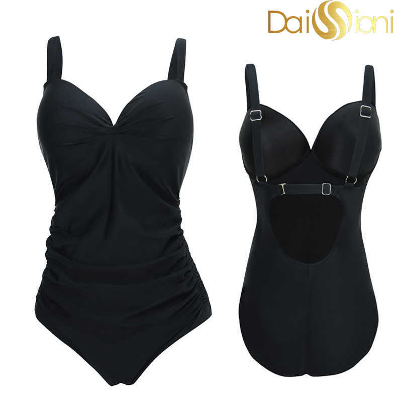 Women Push up Swimwear Swimsuit Plus Larges Big Size Solid Black Blue Red Bathing Swimming Suits Beachwear Wear 210611