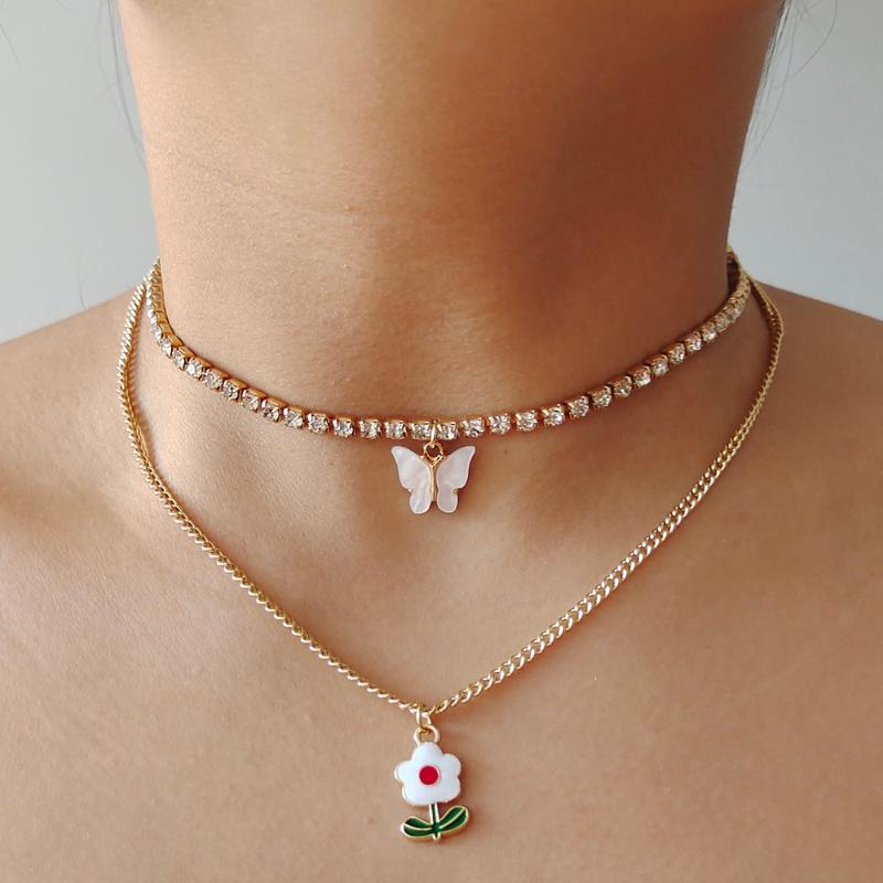 Pendant Necklaces ZX Cute Butterfly Flower Necklace For Women Bling Crystal Chain Short Choker Wholesale Jewelry Girls Party Gift, Silver
Pendant Necklaces ZX Cute Butterfly Flower Necklace For Women Bling Crystal Chain Short Choker Wholesale Jewelry Girls Party Gift, Silver
