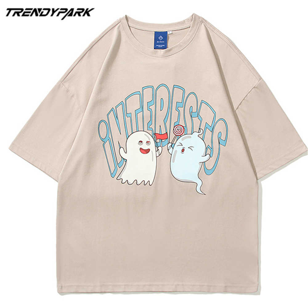 Men's Cartoon T-shirt Summer Short Sleeve Printed Tee Hip Hop Oversized Cotton Casual Harajuku Streetwear Top Tshirts 210601