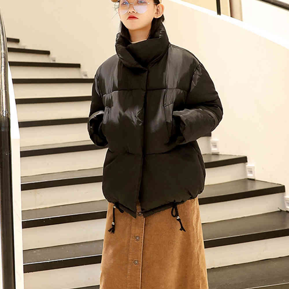 Winter Jacket Women Parka Fashion Coat Loose Stand Collar Warm Casual Plus Size Overcoat 210428