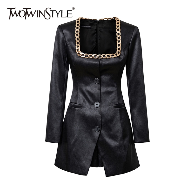 Sexy Patchwork Chain Suit Female Square Collar Long Sleeve High Waist Mini Two Piece Set For Women Autumn 210521, Black
Sexy Patchwork Chain Suit Female Square Collar Long Sleeve High Waist Mini Two Piece Set For Women Autumn 210521, Black