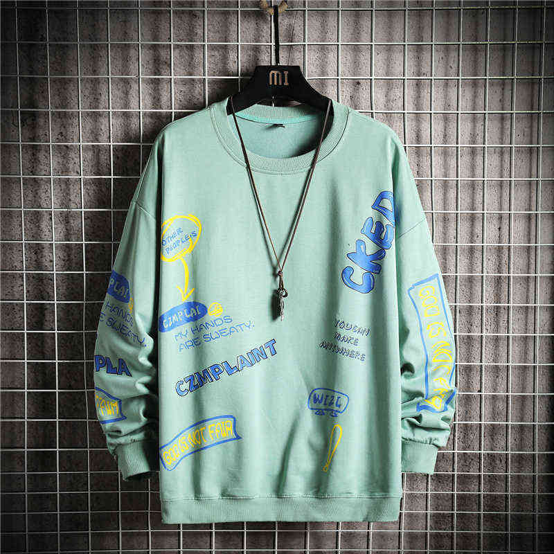 Fashion Print Sweatshirt Men Street Hip Hop Hoodies Harajuku Long Sleeve Men's Casual Sweatshirts Punk Streetwear Clothes 220114